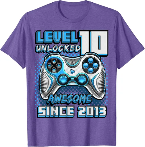 Vista 7 de Level 10 Unlocked Awesome 2013 Video Game 10th Birthday Boy T-Shirt, Negro