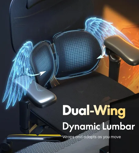 Vista 7 de FlexiSpot Sentinel-Pro - Silla ergonómica para juegos con reposabrazos 7D de doble ala adaptable lumbar 7D 145° 4 posiciones, respaldo ajustable
