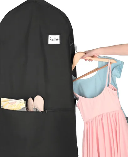 Vista 3 de Whitmor Bolsa de ropa con cremallera y bolsillo - Juego de 3 - Negro
