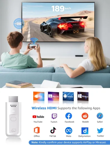 Vista 5 de Adaptador de visualización inalámbrico HDMI Dongle, iShare iOS extensor inalámbrico HDMI receptor, dispositivo de reflejo de pantalla Plug & Play