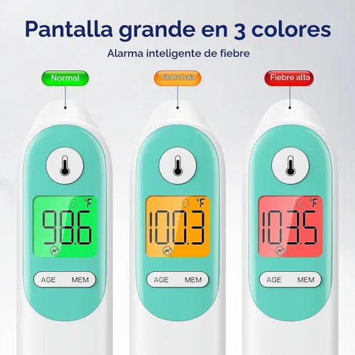 Vista 3 de Hellobaby Termómetro para bebé 3 en 1, oreja y frente con alerta ajustada