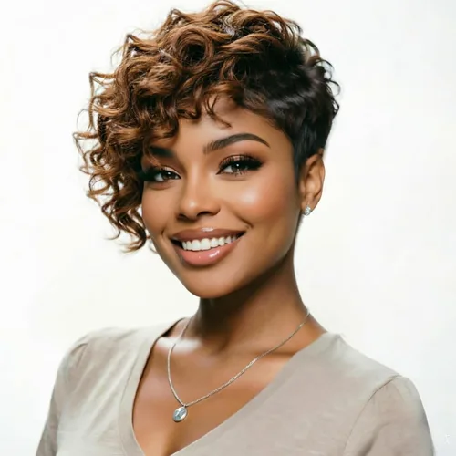 Vista 11 de Peluca de cabello humano con corte Pixie para mujeres negras, 100% cabello humano real, peluca corta y recta sin pegamento con flequillo, hecha a