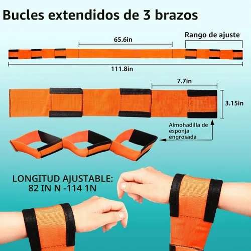 Vista 3 de Correas de mudanza de ancho mejorado, sistema de elevación y movimiento para 2 personas con guantes de algodón, correas de muñeca de elevación