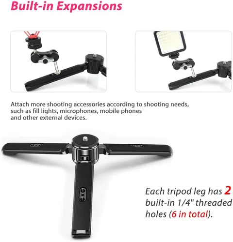 Vista 4 de Mini trípode de aluminio resistente, trípode de mesa de escritorio para cardanes DSLR, Zhiyun Weebill/Crane/Lab, DJI Ronin S/SC/RS/RSC Series, Osmo