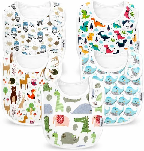 Vista 5 de KiddyStar Organic Cotton Baby Drool Bibs Soft, Adjustable, Absorbent, Unisex Teething Bandana Bibs for Babies