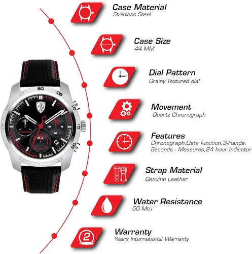 Vista 2 de Scuderia Ferrari Reloj de cuarzo 0830444 para hombre, Rojo -, Correa
