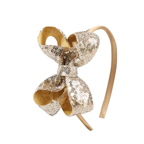 Vista 14 de Diademas con lazo para el pelo con lentejuelas brillantes, lazos de cinta para niñas, niños y mujeres (negro)