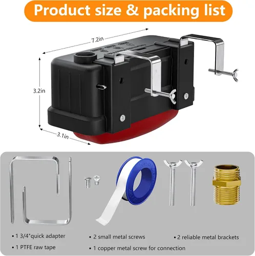 Vista 7 de Válvula de flotador automática de canal de agua para ganado con conector de cobre y cinta PTFE, control automático de nivel de agua, válvulas