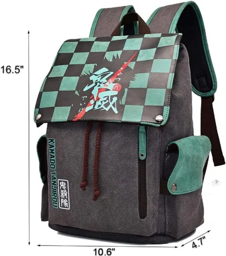 Vista 2 de Afoxsos Mochilas de anime japonés, bolsa de hombro de lona unisex para la escuela y la oficina (10.6 x 4.7 x 16.5 pulgadas, multicolores), Turquesa
