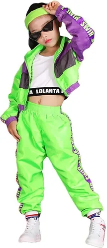 Vista 15 de Conjunto de Ropa de Baile para Niñas, Traje de Interpretación de Equipo de Hip Hop y Jazz Moderno, Conjuntos de Ropa de Baile para Niñas Azul oscuro