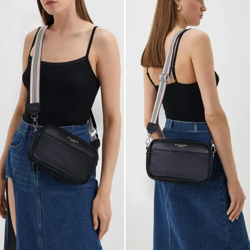 Vista 2 de Bolso cruzado para mujer de cuero genuino con correa ancha, bolso de hombro, bolso de mano, diseño moderno, bolso cruzado para cámara, cierre