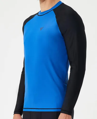 Vista 3 de YOVVI Camisetas de natación para hombre, protección contra erupciones UPF 50+, manga larga y corta, protección solar UV, camisas de verano