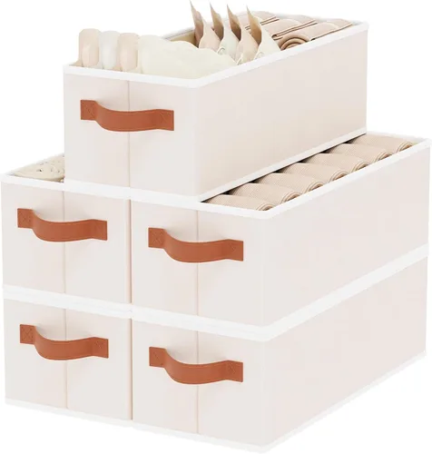 Vista 10 de Contenedor de almacenamiento con asas dobles, canasta beige, 15 x 6