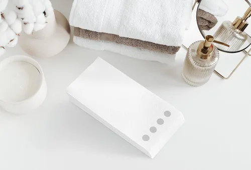 Vista 2 de Paquete de 100 toallas de mano de papel para invitados con sensación de lino, toallas de papel desechables súper absorbentes para baño, fiesta
