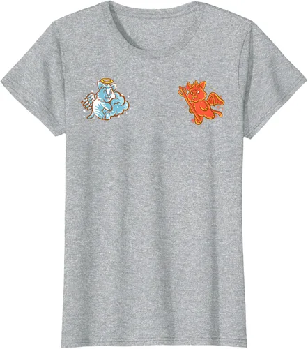 Vista 26 de Camiseta de gato ángel y diablo sentado en tu hombro Nerd Kitten, Negro