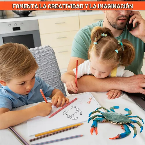 Vista 7 de Juguetes de cangrejo azul para niños, figura realista de cangrejo de plástico, 6.6 x 5.3 pulgadas, animal marino realista para jugar en el baño