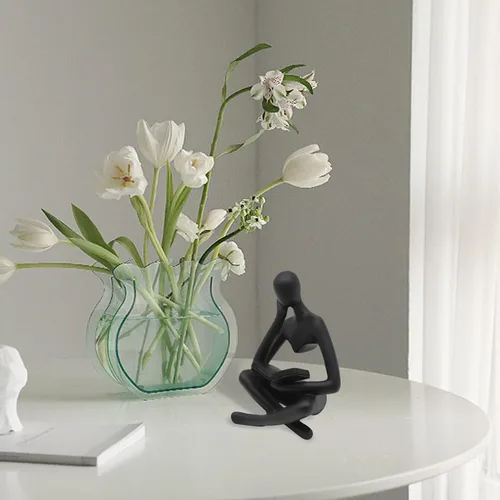 Vista 5 de Estatua de mujer de lectura, esculturas de pensador, adorno de arte abstracto, decoración de figura estética moderna, adecuada para el hogar, sala