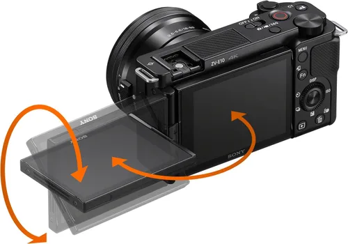 Vista 5 de Sony ZV-E10 Cámara sin espejo con lente de 0.630-1.969 in Paquete negro con tarjeta de memoria de 64 GB, filtro UV, flexípode de 8 pulgadas