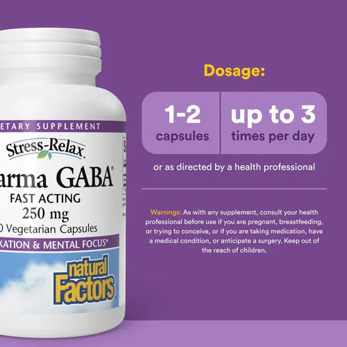 Vista 10 de Natural Factors Pharma GABA, Calma, Relajación y Enfoque*, 60 Cápsulas
