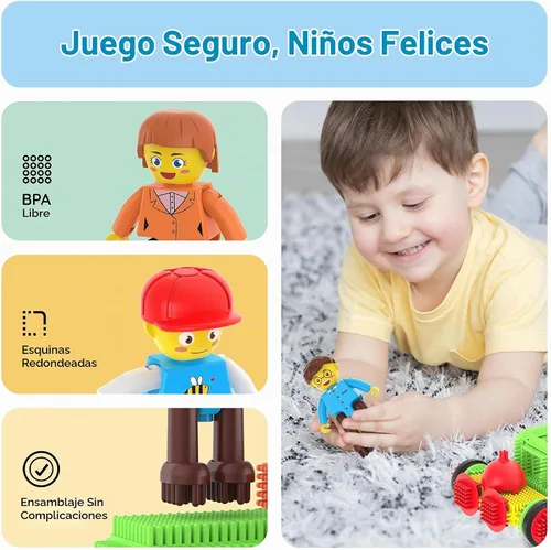 Vista 6 de Picasso Toys Bloques de Erizo 4 Figuras de Personajes de Acción Familiar Juguete para Niños Pequeños Construcción Bloques de Baldosas Paquete