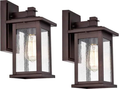 Vista 14 de MICSIU Luces de Porche de Bronce Frotado con Aceite para Pared Exterior, Lámparas Exteriores Impermeables Estilo Granja con Casquillos E26 y Negro