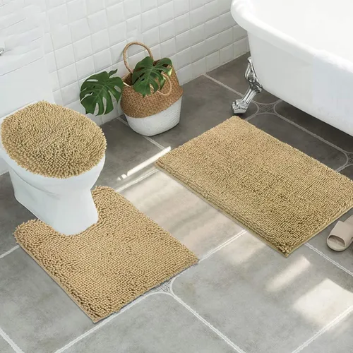Vista 7 de Tapetes de baño pequeños de felpilla de 22 x 14 pulgadas, tapetes de baño absorbentes de felpa, de secado rápido, suaves y lavables a máquina