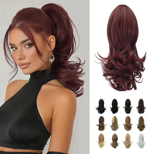 Vista 53 de SOFEIYAN Extensión de Cola de Caballo de 13" Larga y Rizada con Clip en Garra, Extensión de Cabello Sintético de Aspecto Natural para Mujeres