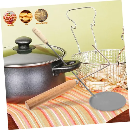 Vista 7 de Cuchara para freír aperitivos cuchara de metal antiadherente cuchara de aceite de cocina mango largo para freír alimentos