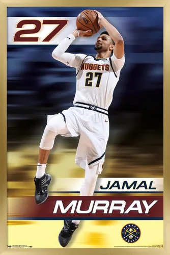 Vista 15 de Trends International NBA Denver Nuggets - Póster de pared de Jamal Murray 19, 14.725 x 22.375 pulgadas, versión enmarcada de madera de granero