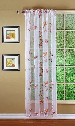 Vista 11 de Today's Curtain Panel semitransparente con estampado de mariposas, 63", azul, 54W x 63L