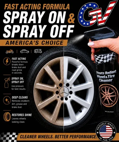 Vista 2 de GV Automotive Products Ultimate Radiant - Limpiador de llantas cromadas y rines en aerosol – Seguro, listo para usar, pule, brilla y elimina