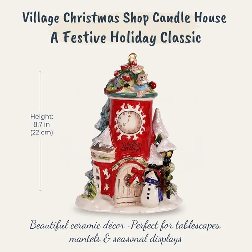 Vista 3 de Blue Sky Clayworks 15597 Village Christmas Shop - Casa de velas, 8.7 pulgadas de longitud