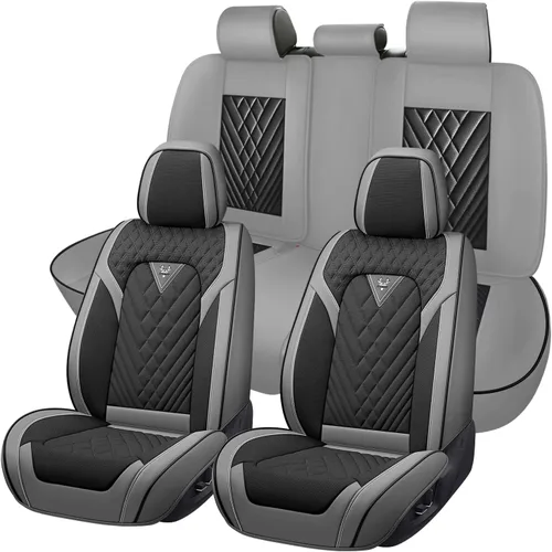 Vista 21 de Fundas de Asiento de Coche para Nissan Murano 2003-2026, Funda de Asiento Completa de Piel Nappa Impermeable, Protector de Asiento Automotriz Gris