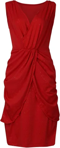 Vista 4 de Vestidos de cóctel 2023 elegantes hombros descubiertos, manga corta, lentejuelas para boda, vestido de verano sexy con volantes