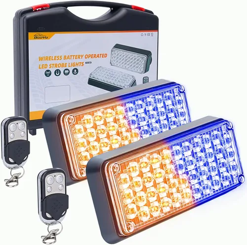 Vista 11 de Luz estroboscópica intermitente magnética ámbar/verde, controlador W, luces LED de seguridad recargables a pilas, barra de luz de advertencia de 2