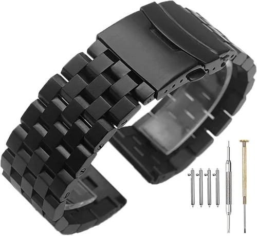 Vista 12 de Correas de reloj de metal cepillado para hombres y mujeres, correa de reloj de acero inoxidable sólido 18/20/22/24/26mm, correa de reloj de pulsera