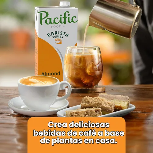 Vista 3 de Pacific Foods Leche de almendras original de la serie Barista, leche a base de plantas, caja de 32 onzas