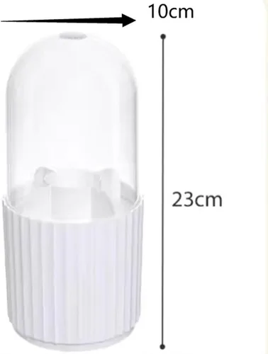 Vista 2 de Organizador de cosméticos de plástico para brochas de maquillaje, caja de almacenamiento giratoria para maquillaje, organizador de maquillaje