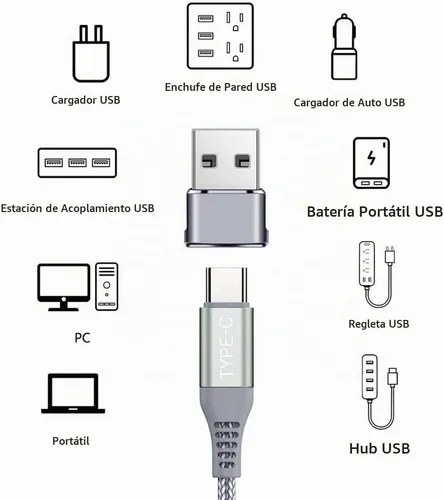 Vista 6 de QCEs Adaptador USB a USB C, 2 unidades USB-C hembra a USB macho convertidor de cargador para iPhone 17/16/15/14/13/12/11 Pro Max CarPlay, Apple