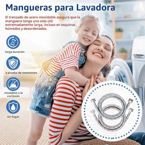 Vista 5 de Mangueras de lavadora de acero inoxidable de 4 pies Conexión NPT de 3/4