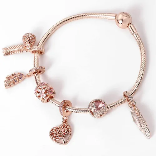 Vista 6 de KUNSIR Pulsera de plata de ley 925 con cadena de serpiente de oro rosa, pulseras básicas para mujeres y adolescentes