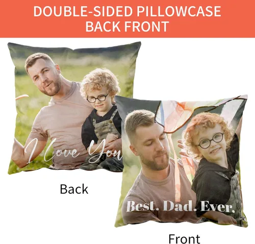 Vista 2 de Easycosy Funda de almohada de terciopelo personalizada, 12 x 12 pulgadas, foto y texto personalizados, dos lados, regalo del día del padre