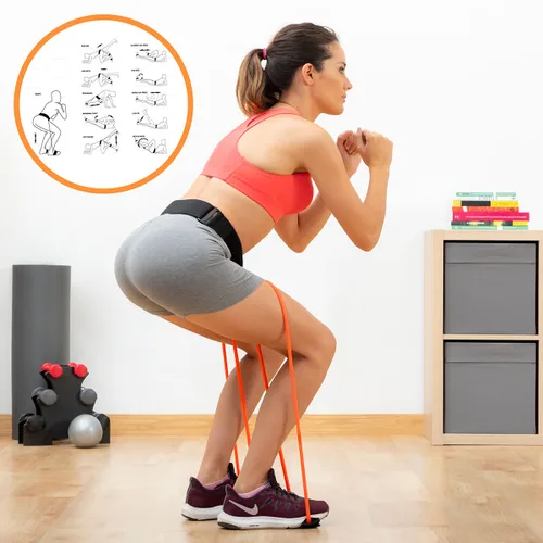 Vista 3 de Cinturón con Bandas de Resistencia para Glúteos y Guía de Ejercicios Bootrainer InnovaGoods