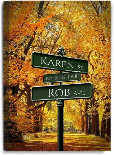 Vista 192 de IPIC - Personalized Framed Canvas with Custom Street Sign in Boston Personalized Street Signs with Names, Custom Canvas Print, Boston Sunset