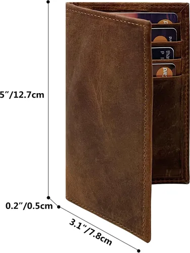 Vista 2 de Billetera delgada de cuero auténtico con bolsillo frontal, espacio para identificación y tarjetero con tecnología RFID