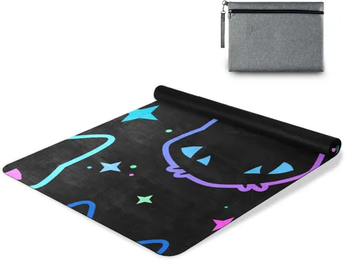 Vista 9 de Cute Chubby Frog Yoga Mat, 71 x 26 Inch Non-slip Yoga Mats Folding Travel Exercise Mat Indoor Outdoor Gym Pilates with Storage Bag for Women Men