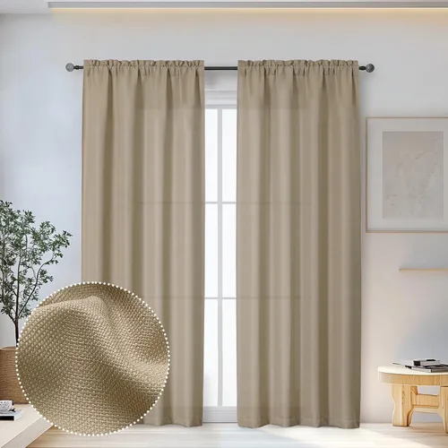 Vista 67 de OWENIE Bob Juego de 2 Paneles de Cortinas Negras de Cocina para Ventanas de 36 Pulgadas de Largo, Cortinas Cortas de Café con Textura de Lino