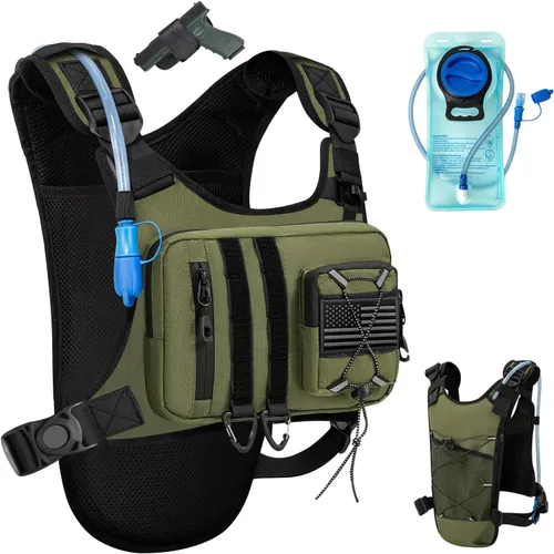 Vista 10 de Outdoor Hydration Vest for Running & Hiking, Lightweight Breathable Water Backpack with 2.0L Bladder, Bounce-Free Chest Pack for Marathon, Cycling