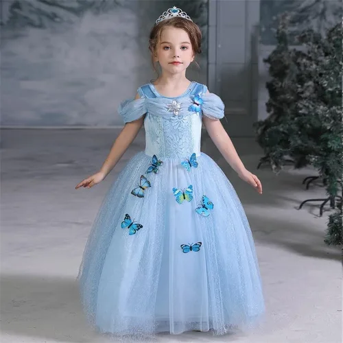 Vista 8 de Touchliit Disfraz de Cenicienta para niñas, vestido de Cenicienta para niños, disfraz de Halloween y juego de simulación con corona