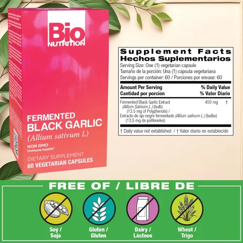 Vista 2 de Bio Nutrition Ajo Negro Fermentado, 60 Cápsulas Vegetarianas
